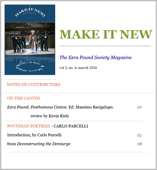 The Ezra Pound
                        Society Magazine vol 2, no. 4, march 2016