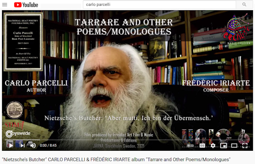 "Nietzsche’s Butcher" CARLO
                          PARCELLI & FRÉDÉRIC IRIARTE album
                          "Tarrare and Other
                          Poems/Monologues"